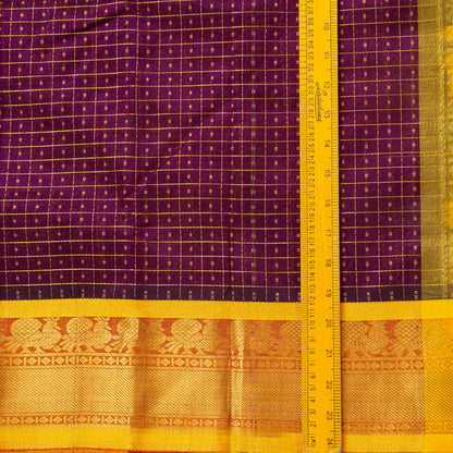Wine And Yellow Kanchi Silk Cotton Saree For Festive Wear VP SC 259