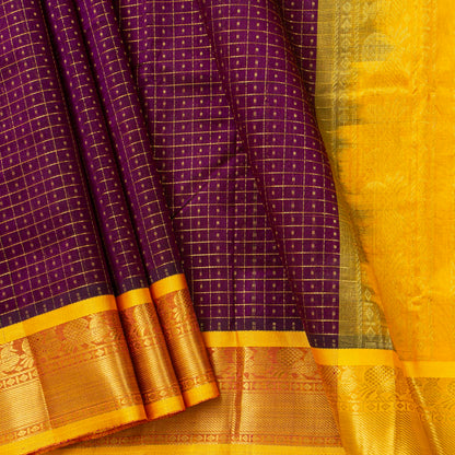Wine And Yellow Kanchi Silk Cotton Saree For Festive Wear VP SC 259