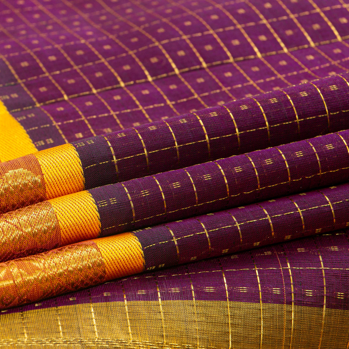 Wine And Yellow Kanchi Silk Cotton Saree For Festive Wear VP SC 259