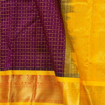 Wine And Yellow Kanchi Silk Cotton Saree For Festive Wear VP SC 259