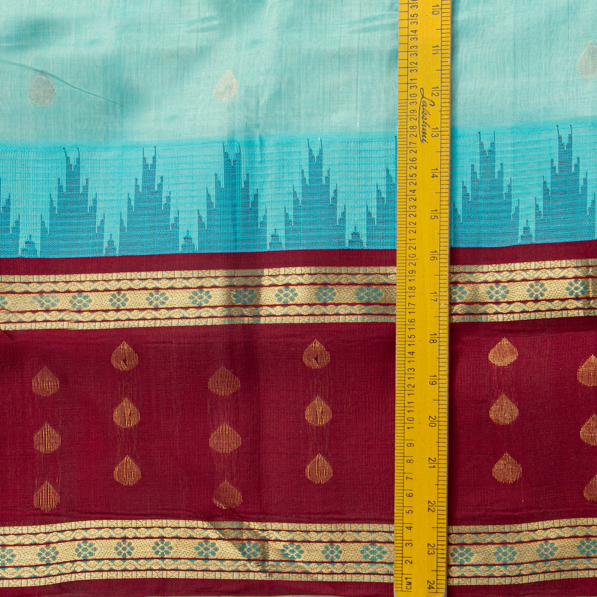 Blue And Maroon  Kanchi Silk Cotton Saree For Festive Wear VP SC 229