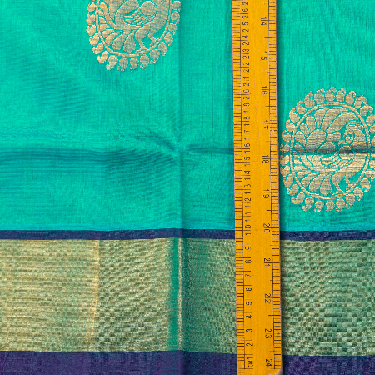 Sea Green And Blue Kanchi Silk Cotton Saree For Festive Wear VP SC 263