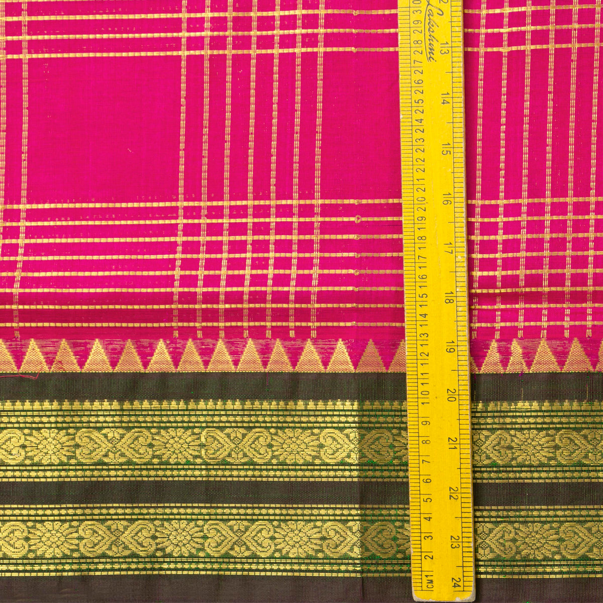 Pink And Green Kanchi Silk Cotton Saree For Festive Wear VP SC 234