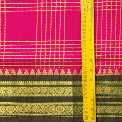 Pink And Green Kanchi Silk Cotton Saree For Festive Wear VP SC 234