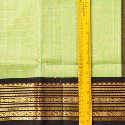 Green And Brown Kanchi Silk Cotton Saree For Festive Wear VP SC 235