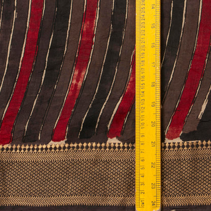 Handpainted Striped Kalamkari Bangalore Silk Saree in Maroon For Party Wear KBS VSR 105