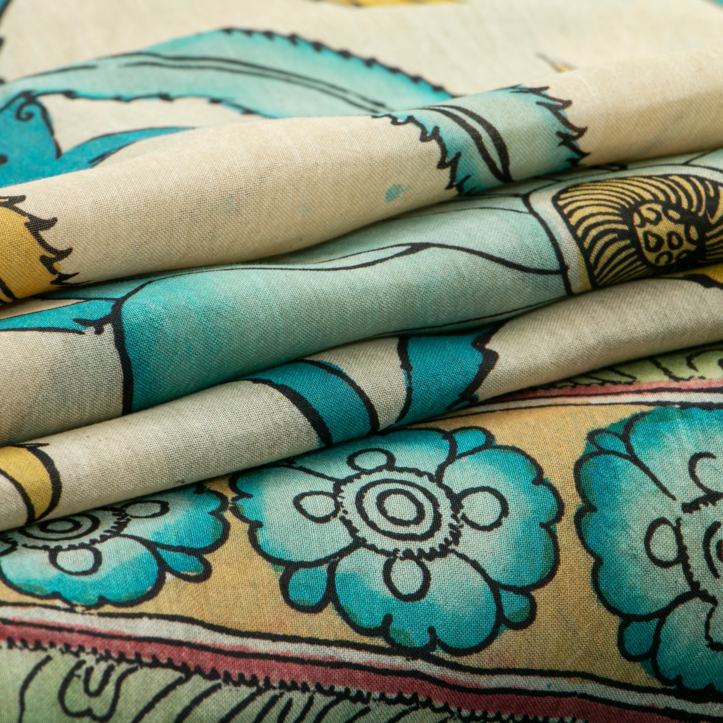 Off White Handpainted Kalamkari Bangalore Silk Saree For Office Wear KBS VSR 116