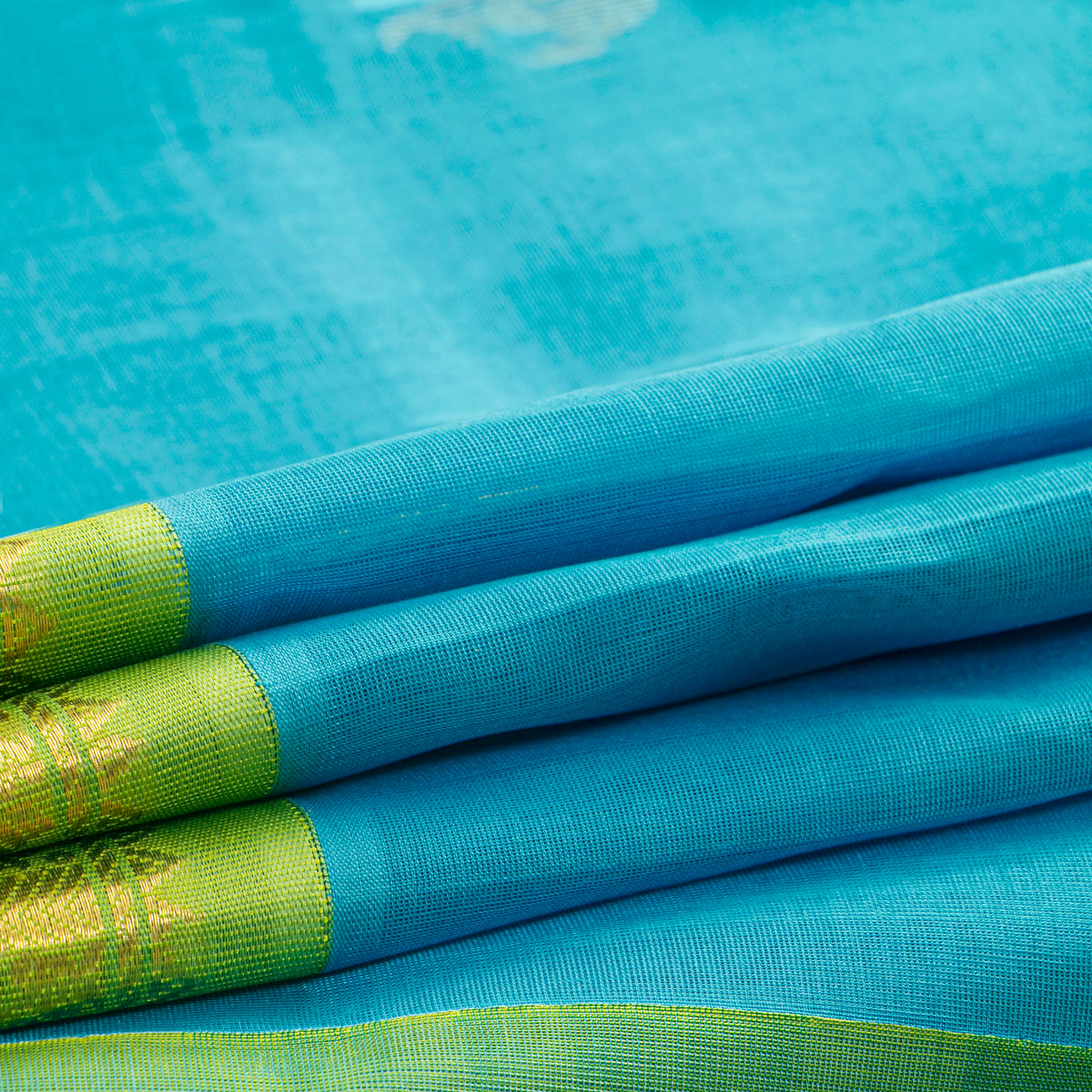 Blue And Green Kanchi Silk Cotton Saree For Festive Wear VP SC 199