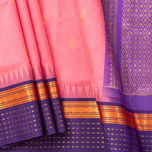 Pink And Purple Kanchi Silk Cotton Saree For Festive Wear VP SC 183