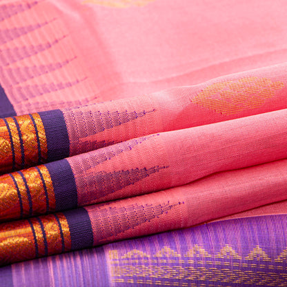 Pink And Purple Kanchi Silk Cotton Saree For Festive Wear VP SC 183