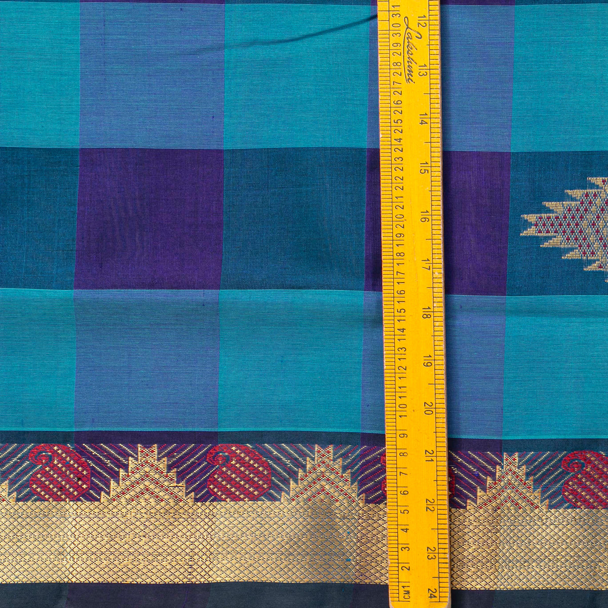Multi Colour Checks Kanchi Silk Cotton Saree For Festive Wear VP SC 177