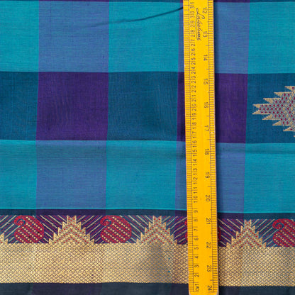 Multi Colour Checks Kanchi Silk Cotton Saree For Festive Wear VP SC 177
