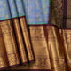 Blue And Brown Kanchi Silk Cotton Saree For Festive Wear VP SC 244