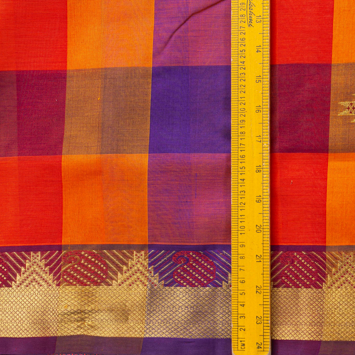 Multi Colour Checks Kanchi Silk Cotton Saree For Festive Wear VP SC 178