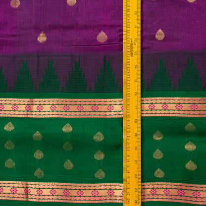 Magenta And Green Kanchi Silk Cotton Saree For Festive Wear VP SC 230