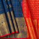 Blue And Red Kanchi Silk Cotton Saree For Festive Wear VP SC 240