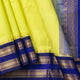 Lemon Yellow And Royal Blue Kanchi Silk Cotton Saree For Festive Wear VP SC 198