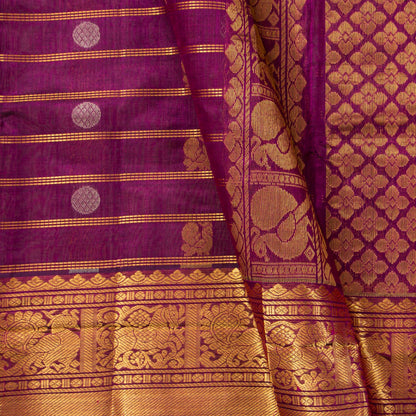 Wine Kanchi Silk Cotton Saree For Festive Wear VP SC 238