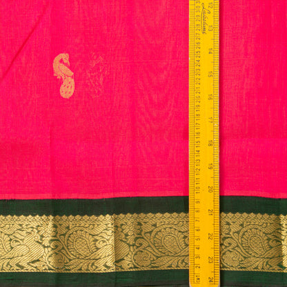 Pink And Green Kanchi Silk Cotton Saree For Festive Wear VP SC 197