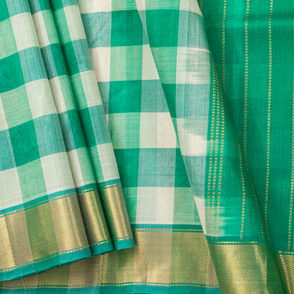 Multi Colour Checks Kanchi Silk Cotton Saree For Festive Wear VP SC 273