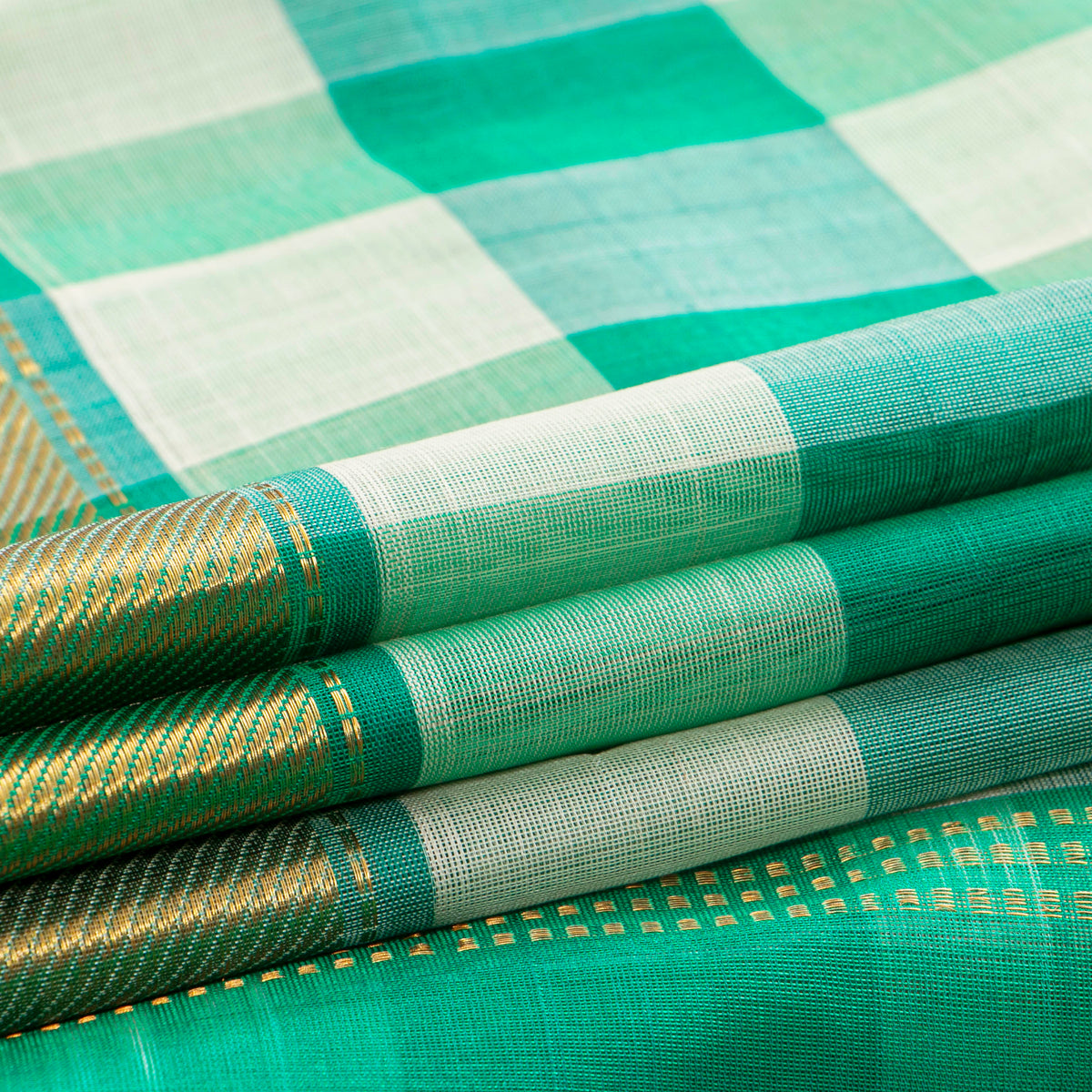 Multi Colour Checks Kanchi Silk Cotton Saree For Festive Wear VP SC 273