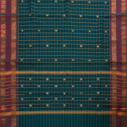 Blue And Mauve Chettinad Cotton Saree PV SK CC 290