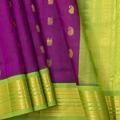 Magenta And Green Kanchi Silk Cotton Saree For Festive Wear VP SC 196