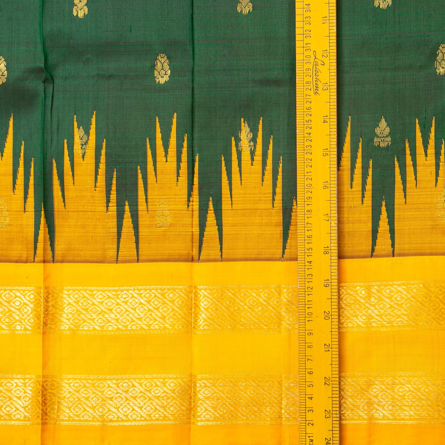 Green And Yellow Thirubuvanam Silk Saree For Festive Wear PV 2058