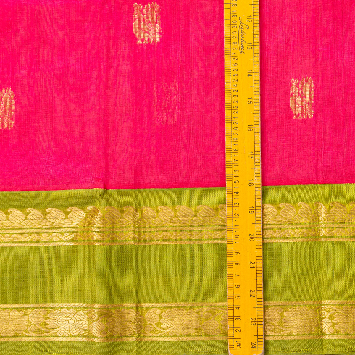 Pink And Green Kanchi Silk Cotton Saree For Festive Wear VP SC 195