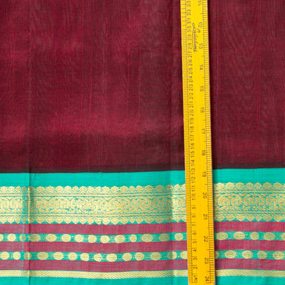 Maroon And Sea Green Kanchi Silk Cotton Saree For Festive Wear VP SC 209