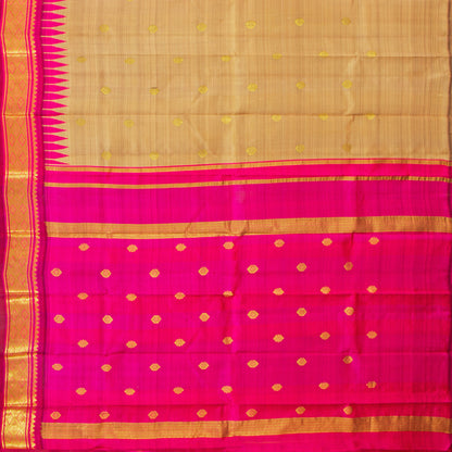 Beige And Pink Thirubuvanam Silk Saree With Thazhampoo Border For Festive Wear  PV 2057