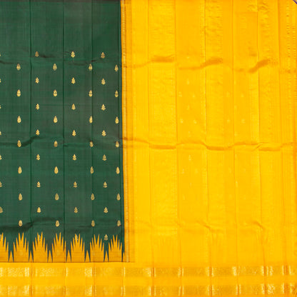 Green And Yellow Thirubuvanam Silk Saree For Festive Wear PV 2058