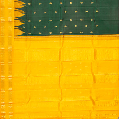Green And Yellow Thirubuvanam Silk Saree For Festive Wear PV 2058