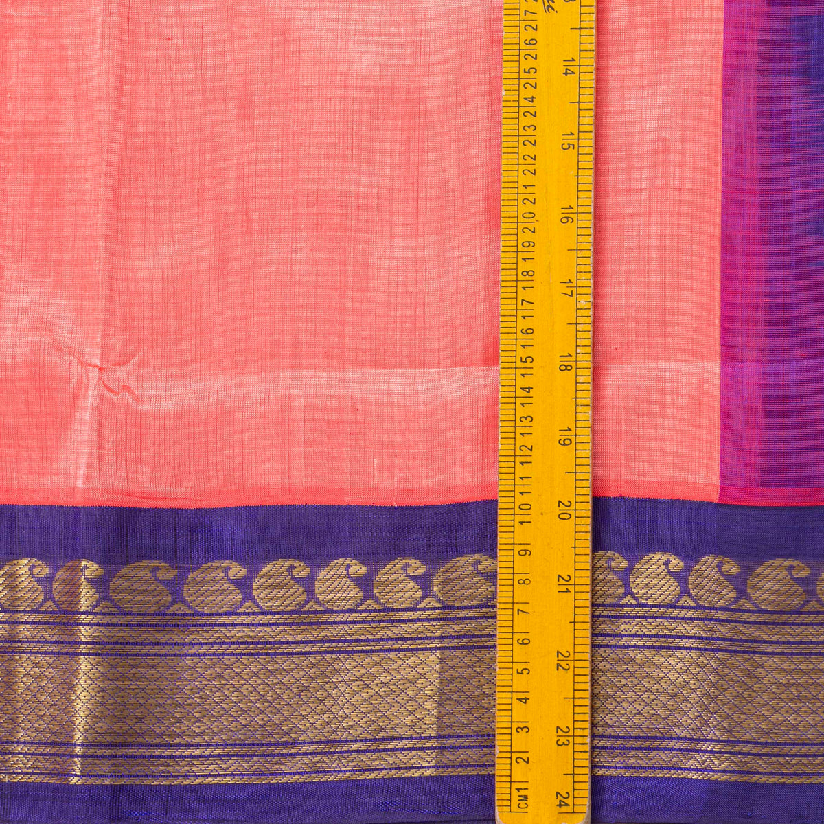 Pink And Violet Kanchi Silk Cotton Saree For Festive Wear VP SC 211