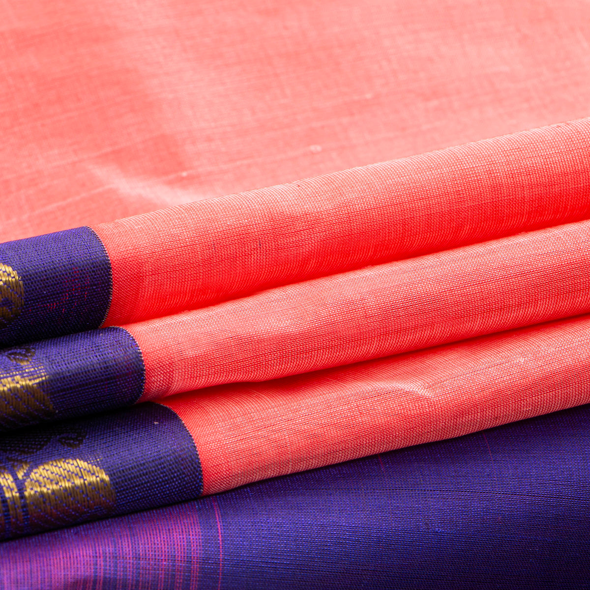 Pink And Violet Kanchi Silk Cotton Saree For Festive Wear VP SC 211