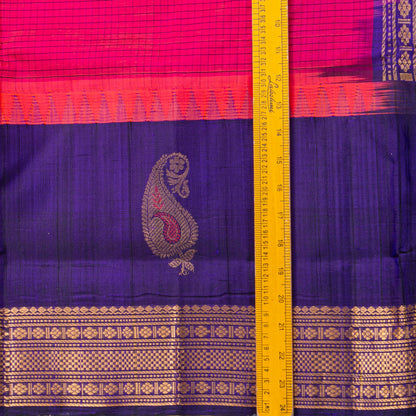 Pink And Blue Kanchi Silk Cotton Saree For Festive Wear VP SC 251