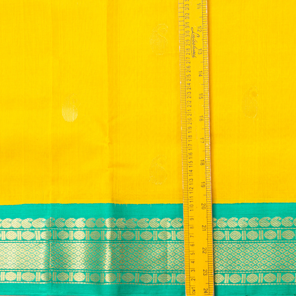Yellow And Sea Green Kanchi Silk Cotton Saree For Festive Wear VP SC 193