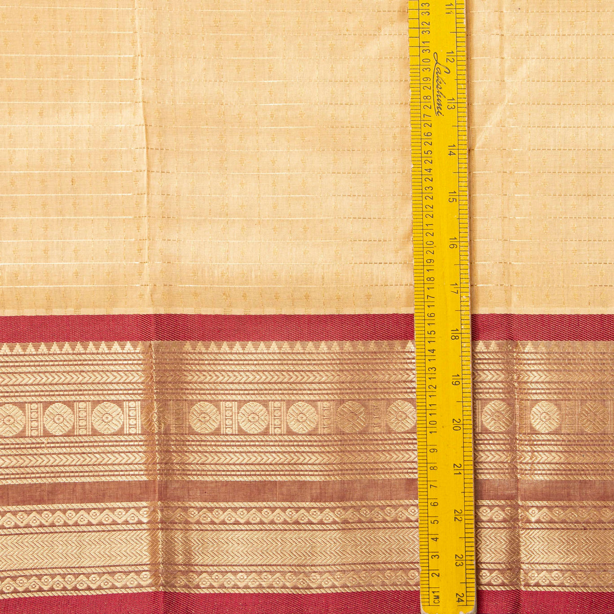 Beige And Maroon Kanchi Silk Cotton Saree For Festive Wear VP SC 256