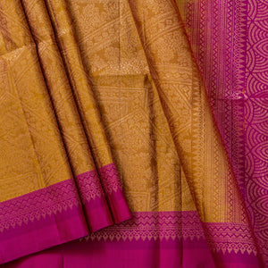 Mustard And Magenta Handwoven Soft Silk Saree For Wedding Wear PV RSP 166