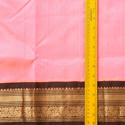 Lotus Pink And Brown Kanchi Silk Cotton Saree For Festive Wear VP SC 207