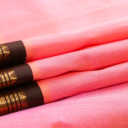 Lotus Pink And Brown Kanchi Silk Cotton Saree For Festive Wear VP SC 207