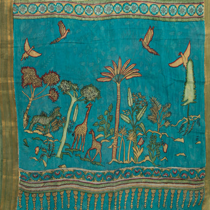 Off White Handpainted Kalamkari Bangalore Silk Saree For Office Wear KBS VSR 116