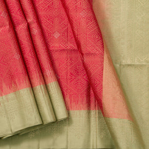 Red And Fawn Handwoven Soft Silk Saree For Office Wear PV RSP 161