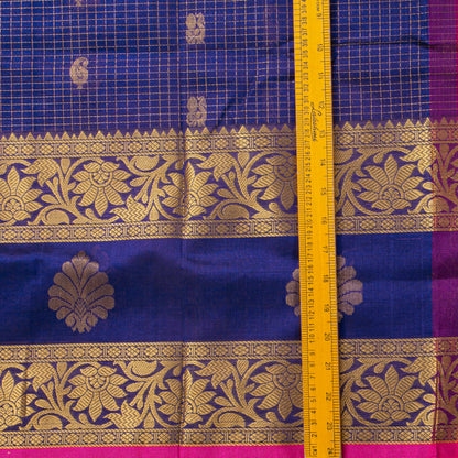 Royal Blue And Magenta Kanchi Silk Cotton Saree For Festive Wear VP SC 200
