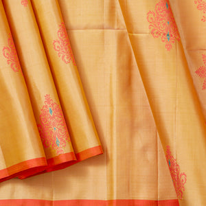 Pastel Yellow And Pink Borderless Kanchipuram Soft Silk Saree For Festive Wear PV RSP 182