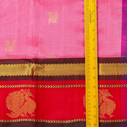 Lotus Pink And Red Kanchi Silk Cotton Saree For Festive Wear VP SC 188