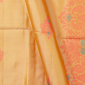 Pastel Yellow And Pink Borderless Kanchipuram Soft Silk Saree For Festive Wear PV RSP 182