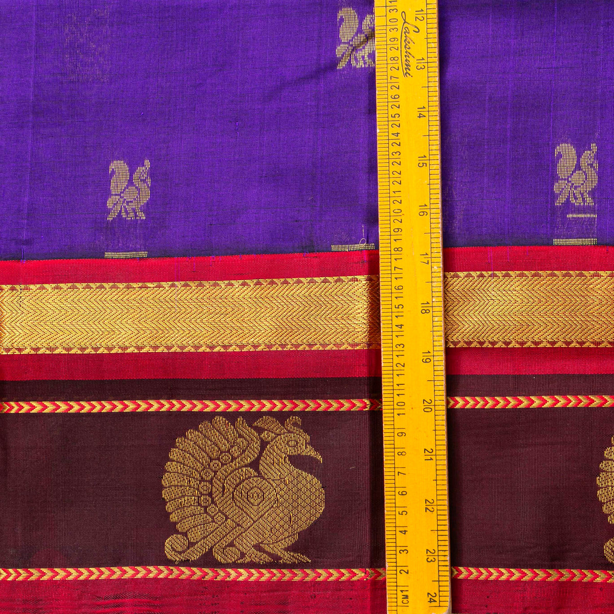 Violet And Red Kanchi Silk Cotton Saree For Festive Wear VP SC 187