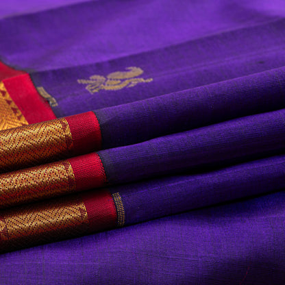 Violet And Red Kanchi Silk Cotton Saree For Festive Wear VP SC 187