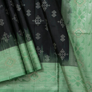 Black And Green Kanchipuram Soft Silk Saree For Festive Wear PV RSP 180
